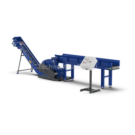 Drvič dreva na piliny ZUBR-30 s podávacím dopravníkom